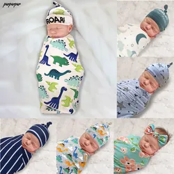 2Pcs/Set Newborn Baby Receiving Blanket Headband/Hat Cotton Sleeping Bag Toddler Infant Swaddle Wrap Towel