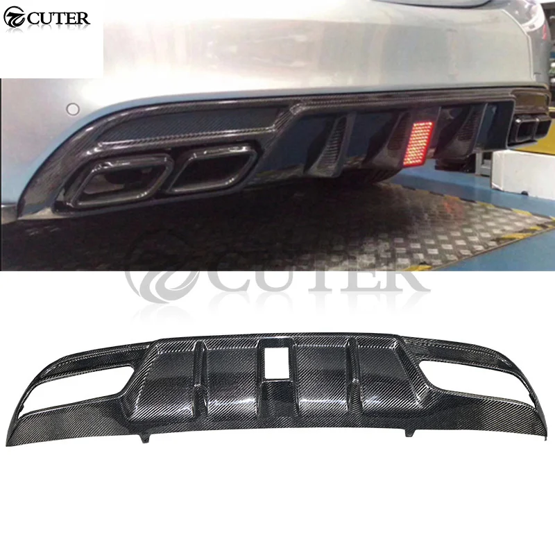 

W205 C300 Carbon Fiber Rear Bumper Lip Diffuser with Led Lights for Mercedes-benz W205 C180 C200 C260 Sport Bumper 16-up