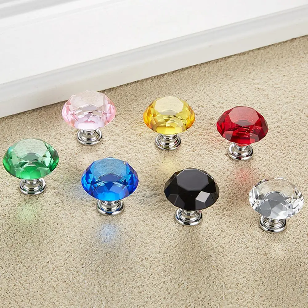 30mm Diamond Shape Design Crystal Glass Knobs Cupboard Pulls Drawer Knobs Kitchen Cabinet Handles Furniture Handle Hardware