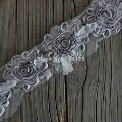 Swirl shabby flower trim Chiffon Rose flower trims,rose chiffon flower 1 yard