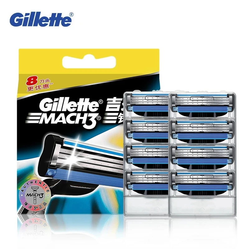 

Genuine Gillette Mach 3 Shaving Razor Blades For Men Safe Mach 3 Shaving Hair Removal Brand Blade To Shave With 8 Blades