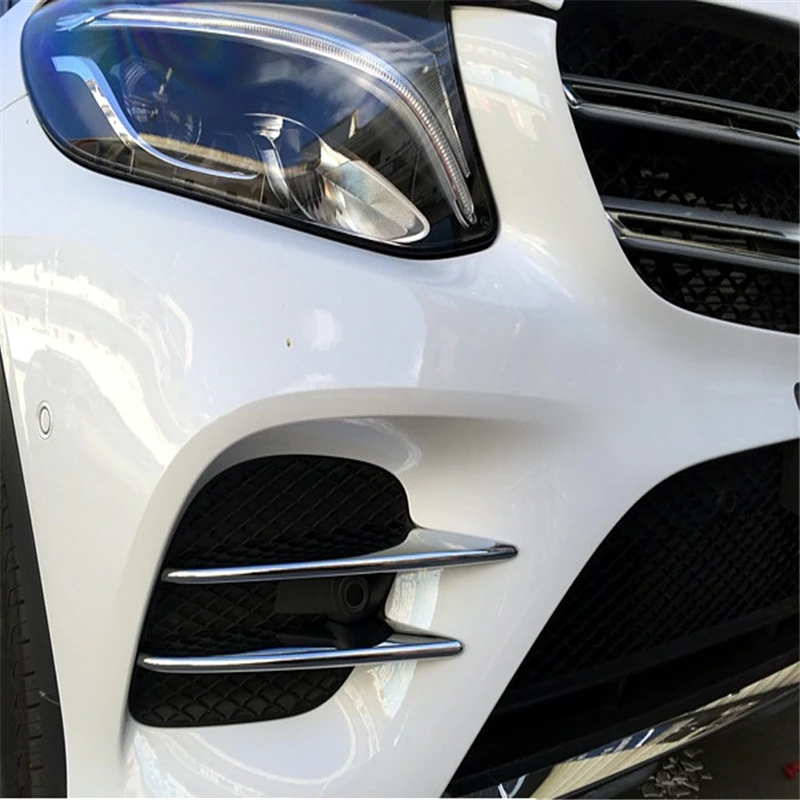 WELKINRY car auto cover for Mercedes-Benz GLC coupe C253 2016 2017 2018 2019 ABS chrome front head fog lamp light grille trim