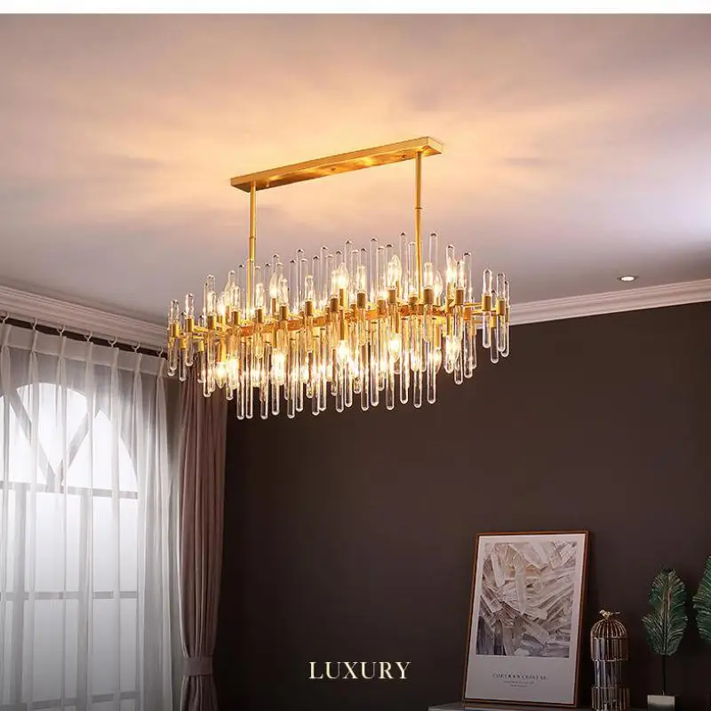 

Large Project Gold crystal Chandelier lighting hotel fixture lustre de cristal Bedroom Living Room Dining Room LED chandelier