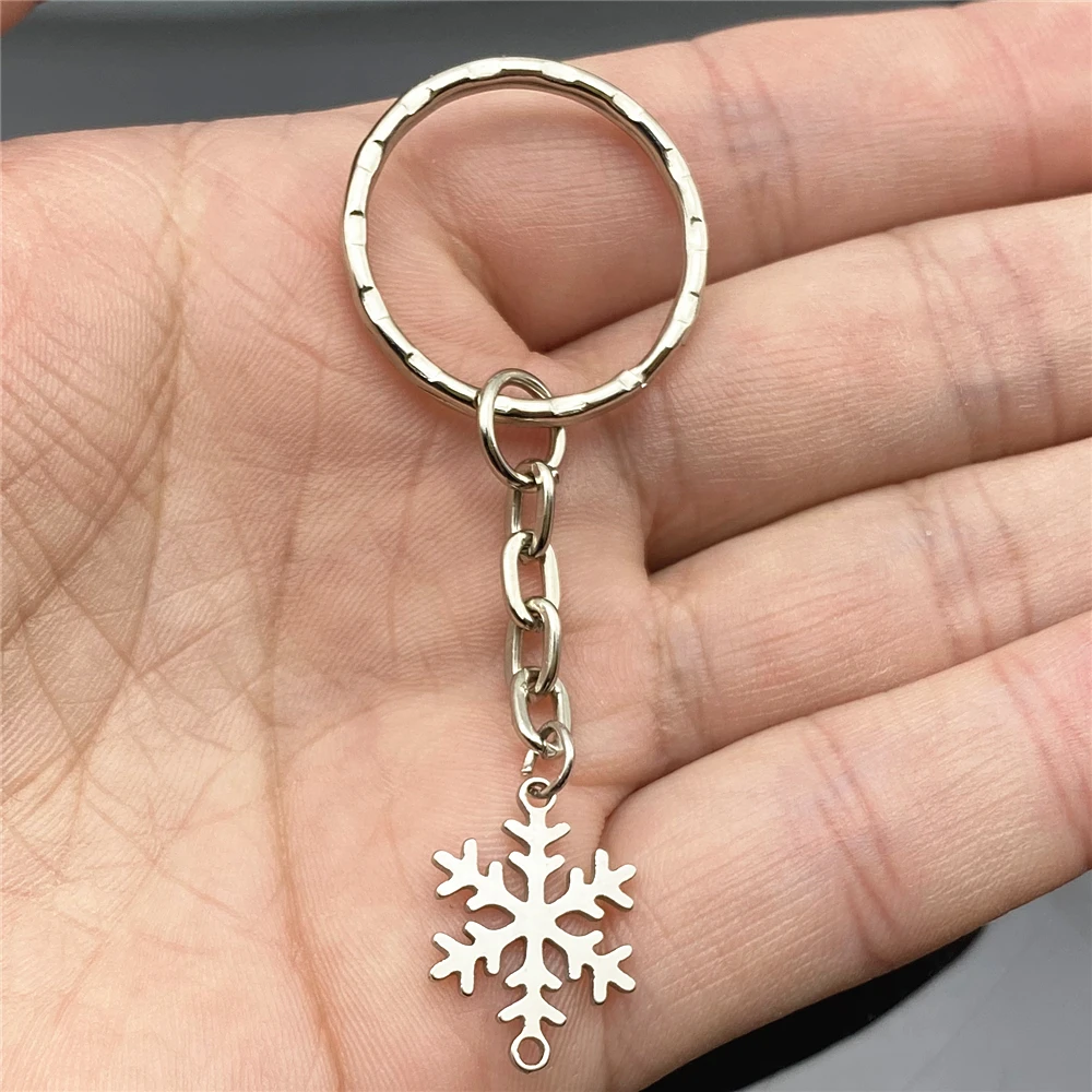 3pcs cute Christmas Snowflakes charm key rings Pendant keychains christmas gift key chain trinket diy jewelry finding