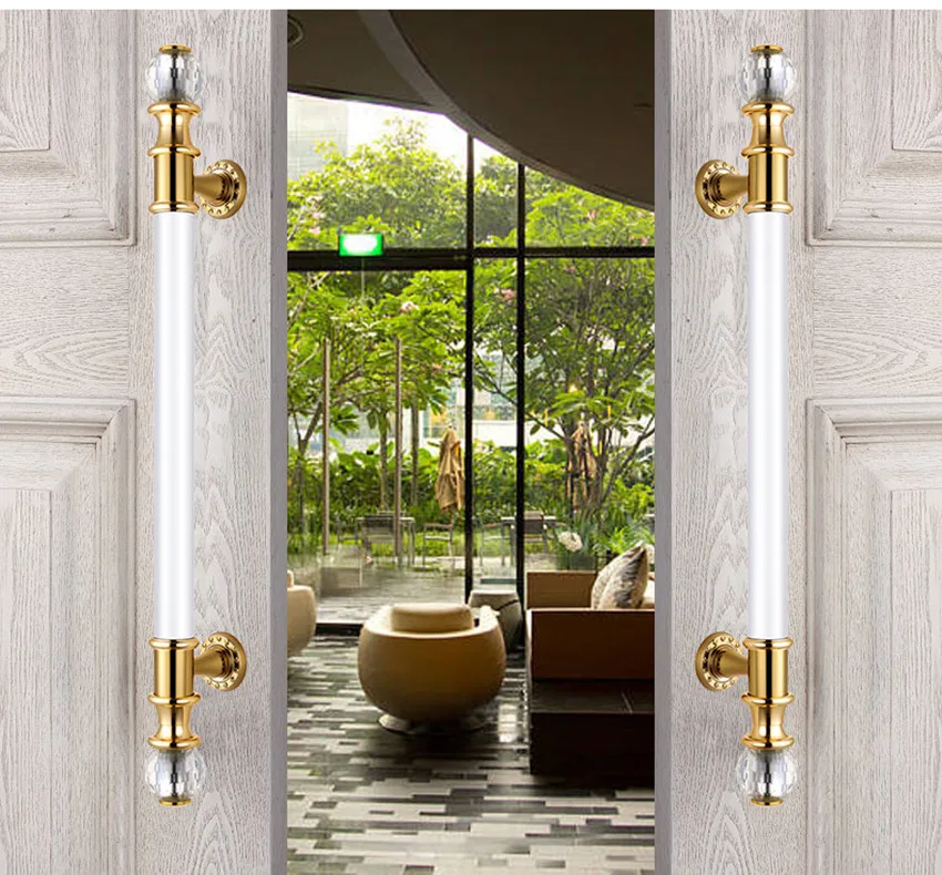 600mm 800mm  Modern  Fashion Gold Black White Crystal Big Gate Door Handle Hotel Home Office  Glass Door Wooden Gate pull