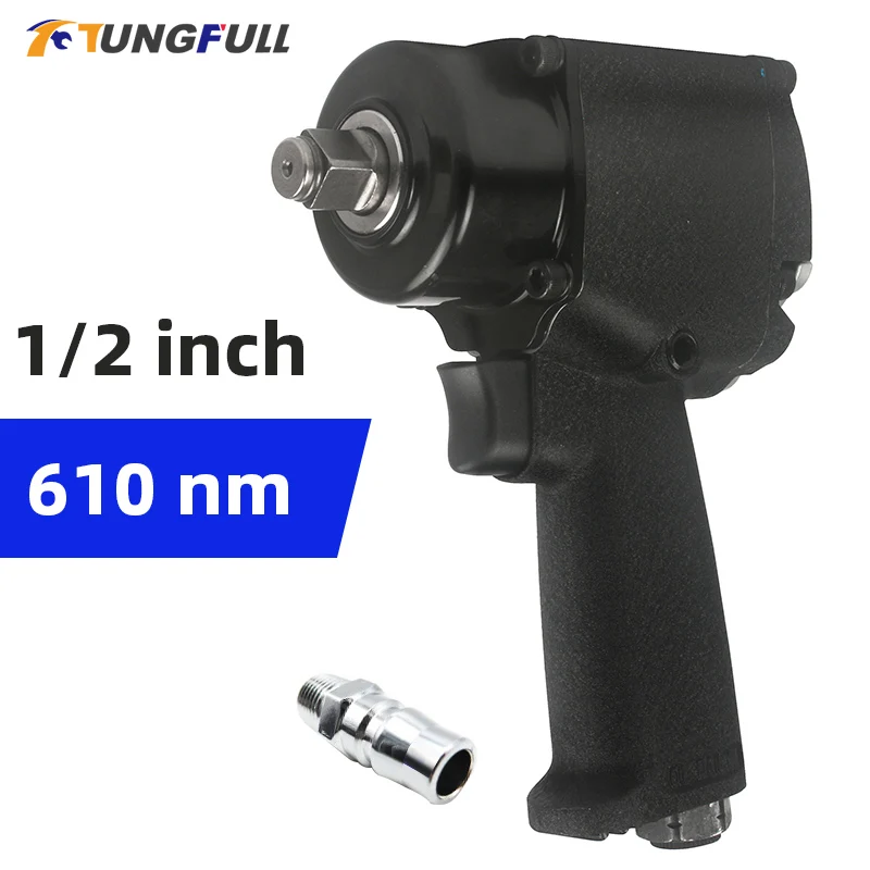 Air Pneumatic Wrench 1/2 Inch 610N.M Mini Torque Tool Twin Hammer Car Repairing Machine Pneumatic Spanner Tool