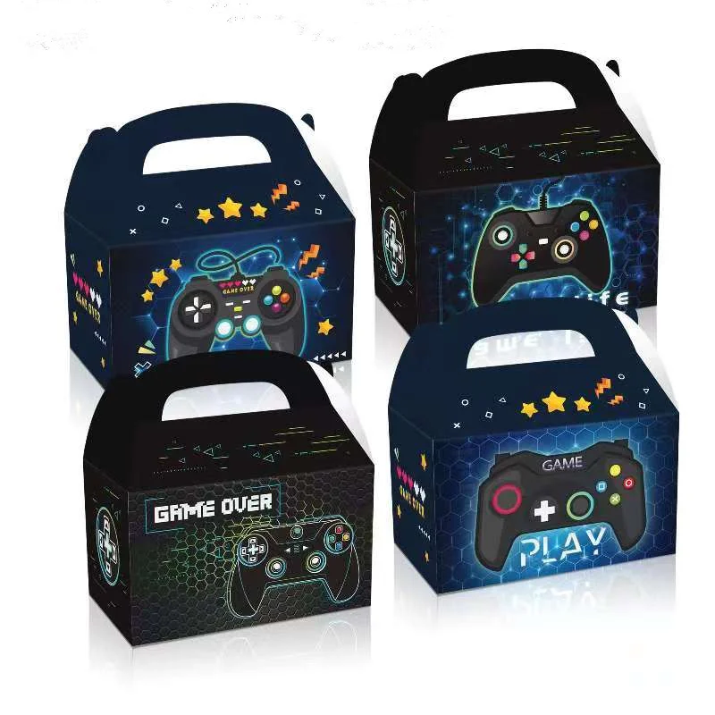 12Pcs Game Theme Game Candy Box Gift Bag Portable Biscuit Box For Kids Birthday Game Party Supplie Game Player Gamepad Candy Bag