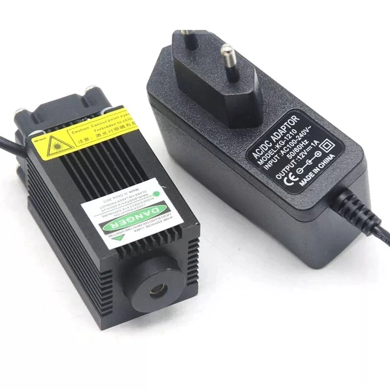 532nm poderoso 100mw 33x55mm módulo de diodo laser verde ponto luzes led luz com 12v adaptador