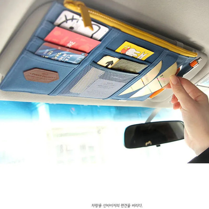 Universal Car Sun Visor Organizer Multi-Pocket CD/Card Holder Hanging Storage Pouch for Car Accessories