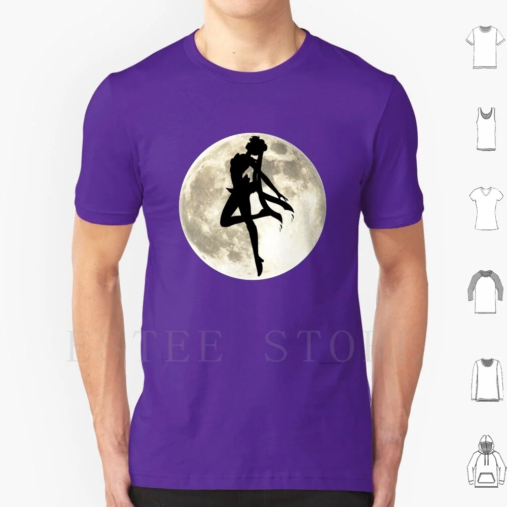 Silhouette In Front Of Realistic Moon T Shirt Men Cotton 6xl Transformation Silhouette Realistic Shadow Anime Serena Williams