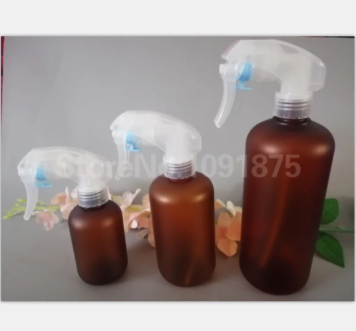 

10pcs 120ml 250ml 500ml 4oz 8oz 16oz Spray Bottle Frosted Amber Plastic Trigger Spray bottle for Hair Salon Barbershop Home Use