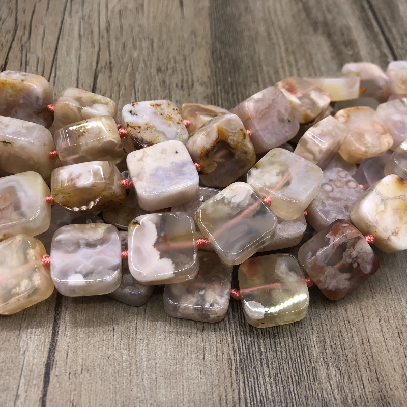 Cherry Agates Square Nugget Slab Loose Beads, 15x15mm Natural Gems Stone Space Beads For DIY Jewelry MY210402