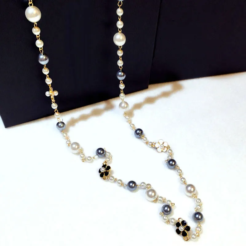 Fashion Classic Double Layers Simulated Pearl Necklace For Women Bijoux Luxury Jewelry Long Necklace Fine Gifts For Mother