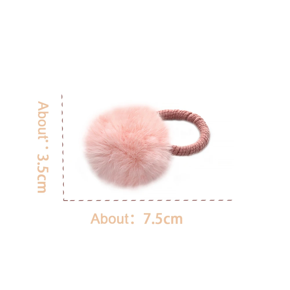 Fur Ball With Elastic Rope Hair Band Handmade Elastic Ponytail Holders Plush Ball Sweet Pink Hair Ring Kid Girl Hair Accessories