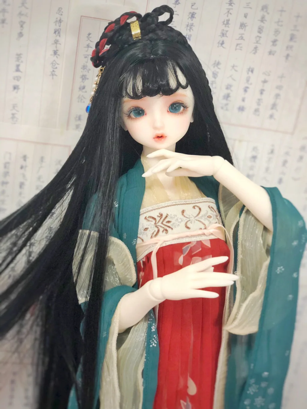 1/6 1/4 1/3 Scale BJD Accessories Ancient Costume Chinese Hanfu Doll Fairy Long Hair Wig For BJD/SD YOSD MSD SD13 Girl A0862