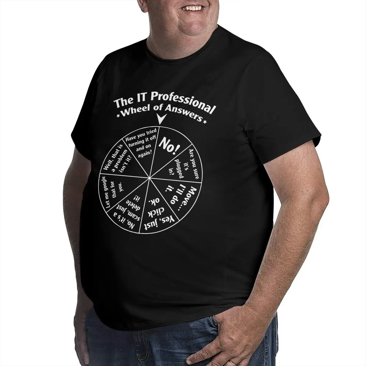 The IT Professional Wheel Of Answers T Shirts Men's Programmer Software Engineer T-Shirt Big Tall Tee Shirt Large 4XL 5XL 6XL