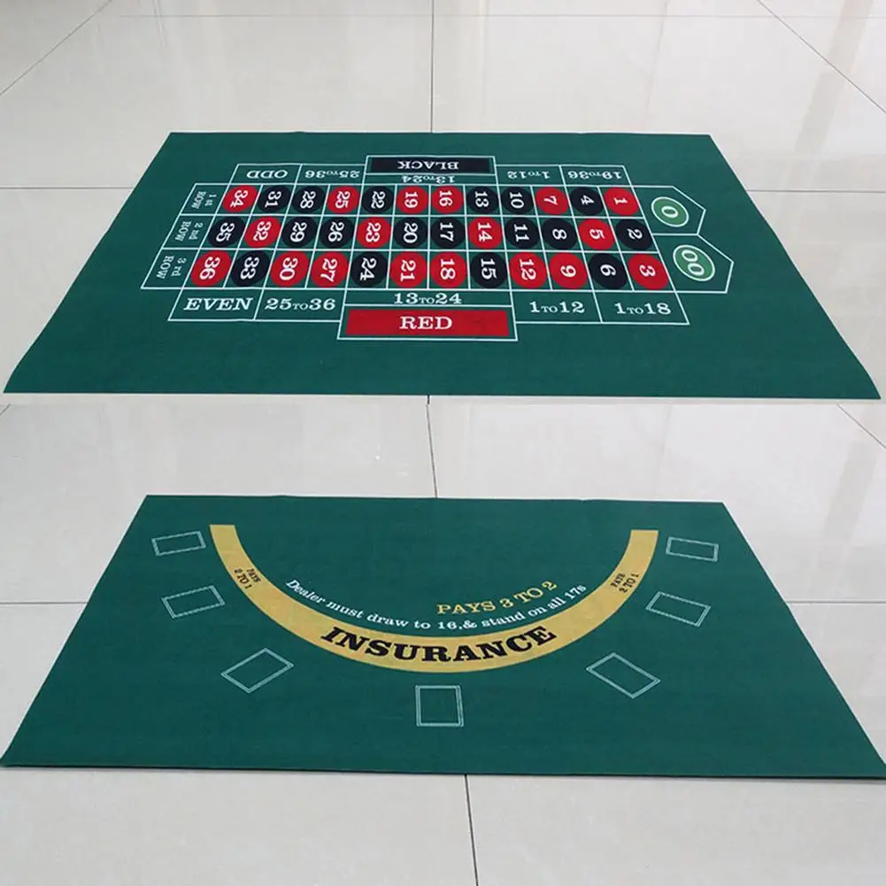 60x90cm Double-sided Game Tablecloth Russian Roulette & Blackjack Gambling Table Mat For Coffee Table Folding Table DropShipping