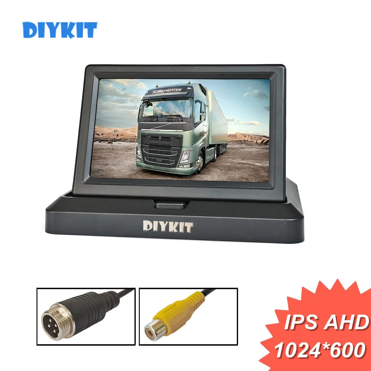 

DIYKIT 5-дюймовый AHD IPS 1024x600 складной 4Pin / RCA автомобильный монитор заднего вида резервный монитор для AHD-камеры CVBS автомобильная камера