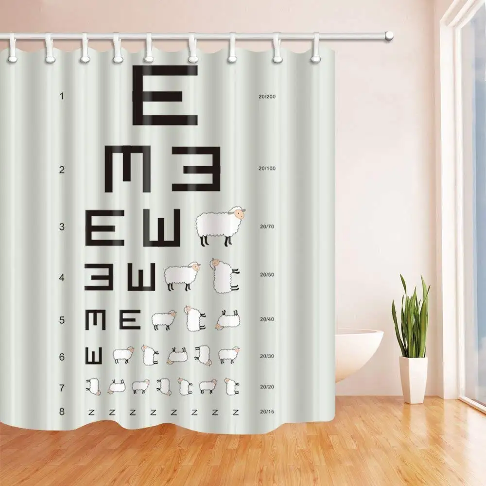 Kids Decor Optometrist Opthamologist Eye Chart Shower Curtains Polyester Fabric Waterproof Bath Curtain Shower Curtain