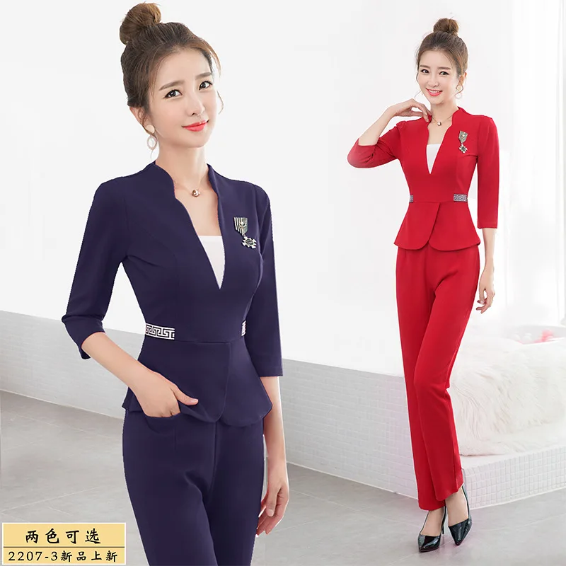 Cosmetologist Massage Technician Work Suit Women's Half Sleeve Sauna Spa Club ClothingStore Manager Pants Work