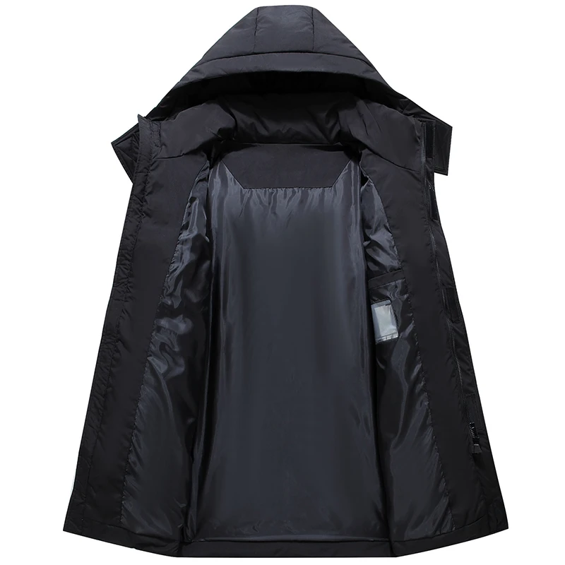 2024 men's new down jacket tide long loose thickening warm hooded youth men's skiing snow winter antifouling coat brand fashion