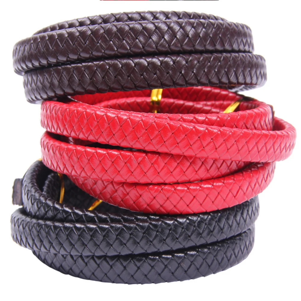1M 8x4/10x5/12x6MM Flaches Geflochtenes Rindsleder-Armband Zubehör Echtes Lederband Schnur Seil DIY Halsketten- und Armbandherstellung – Detail 1