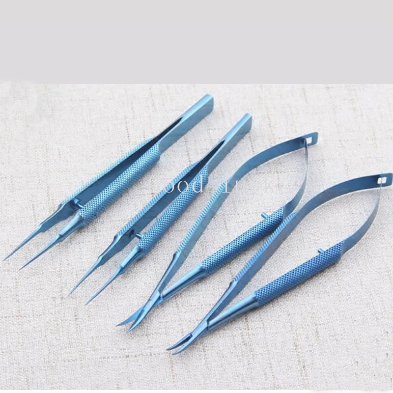 4pcs titanium Ophthalmic instrument set forcep needle holder scissor with Silicone Sterilization tray