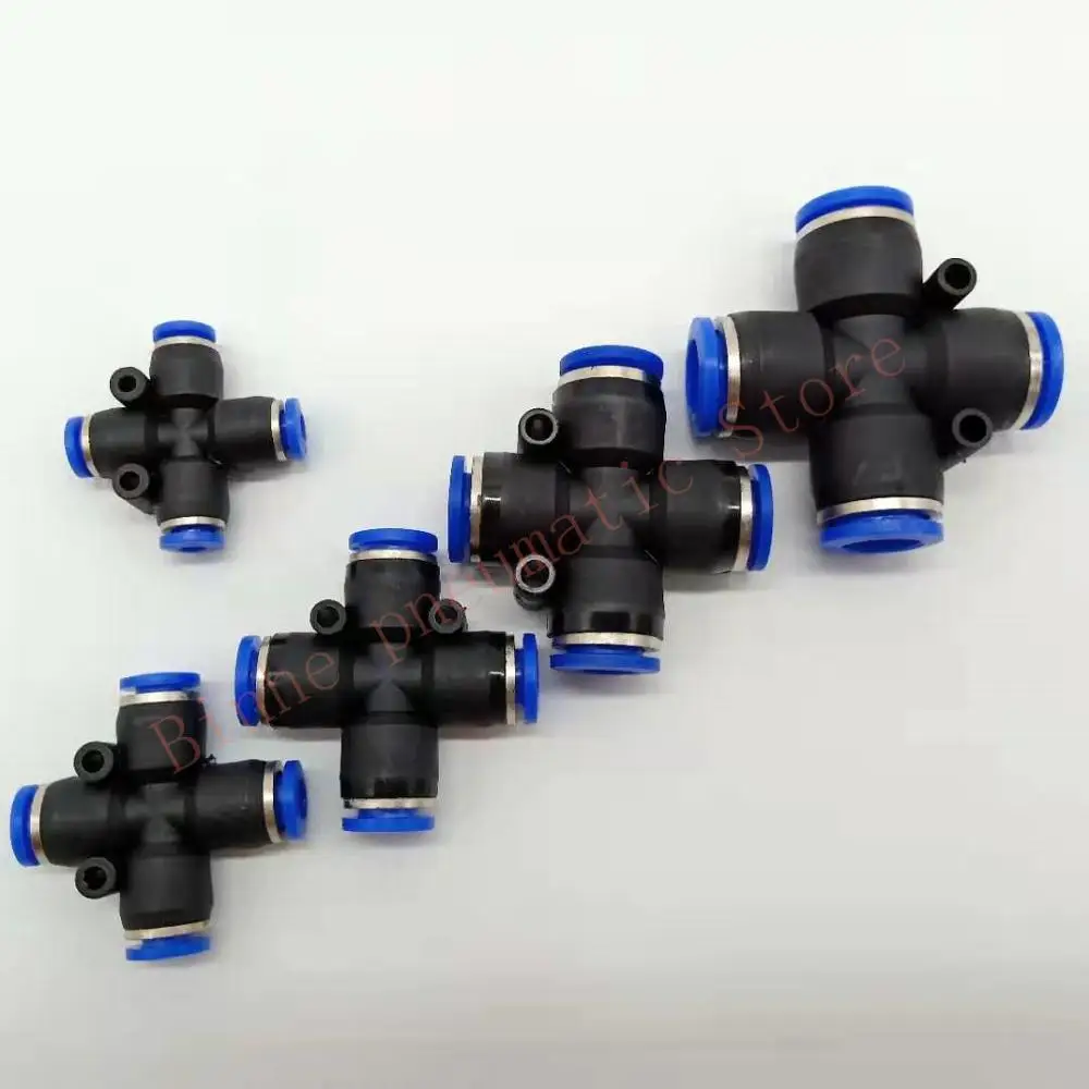 

Cross type quick insert pneumatic t 4 hole Fittings PZA4 PZA6 PZA8 PZA10 PZA12