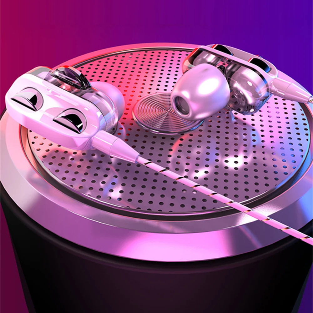 Проводные стереонаушники с двойным приводом, наушники-вкладыши, наушники с басами для IPhone 3, 5 мм, Спортивная игровая гарнитура с микрофоном