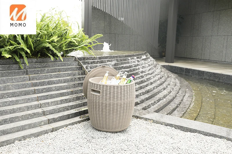 Home and Garden furniture Leisurely Wicker Side Table ice bucket