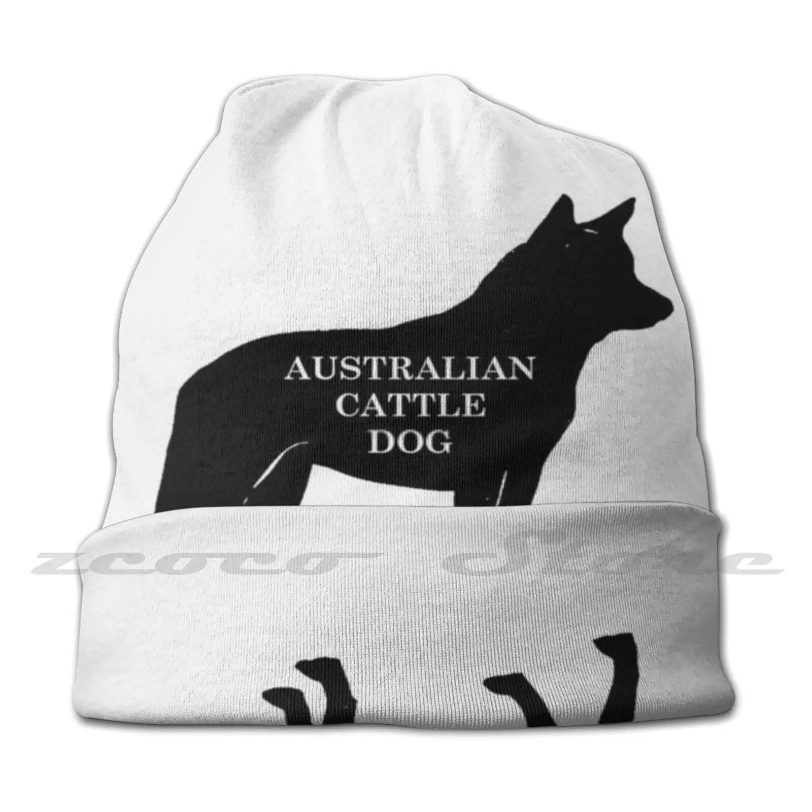 Australian Cattle Dog Name Silhouette Adult Kids Knit Hat Hedging Cap Outdoor Sports Breathable Australian Cattle Dog