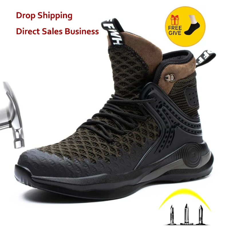 

Winter Sneaker Steel Toe Cap Men Breathable Safety Shoes Sneakers Work Anti-smashing Construction Steel Toe Indestructible Shoes