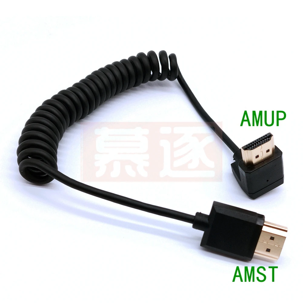 OD3.2mm Mini &Micro HD-compatible to HD Spiral Cable HD 2.0 to 90 Degree HDTV and HD Stretch Spring HD Cable 4K*2K@60HZ