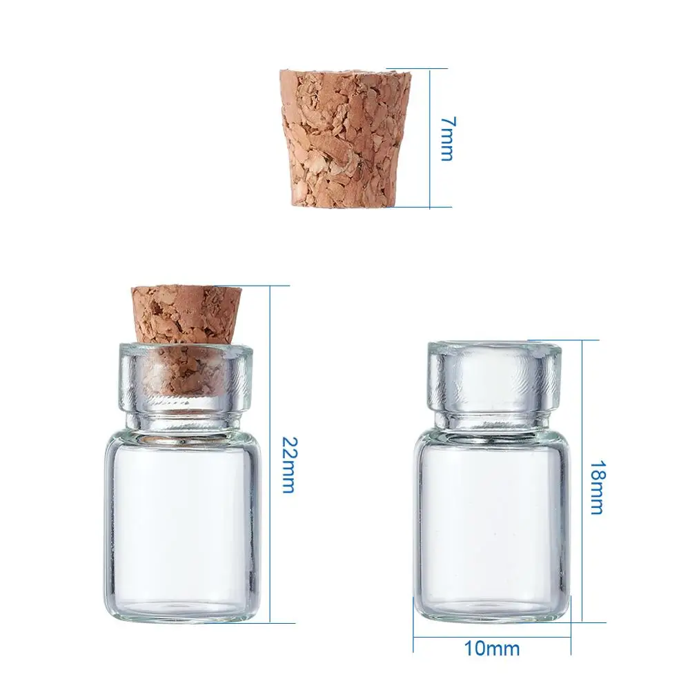 20pcs Mini Clear Glass Bottles Bead Seeds Dried Flower Containers Glass Wish Bottle Pendants Necklaces Charms For Jewelry Making