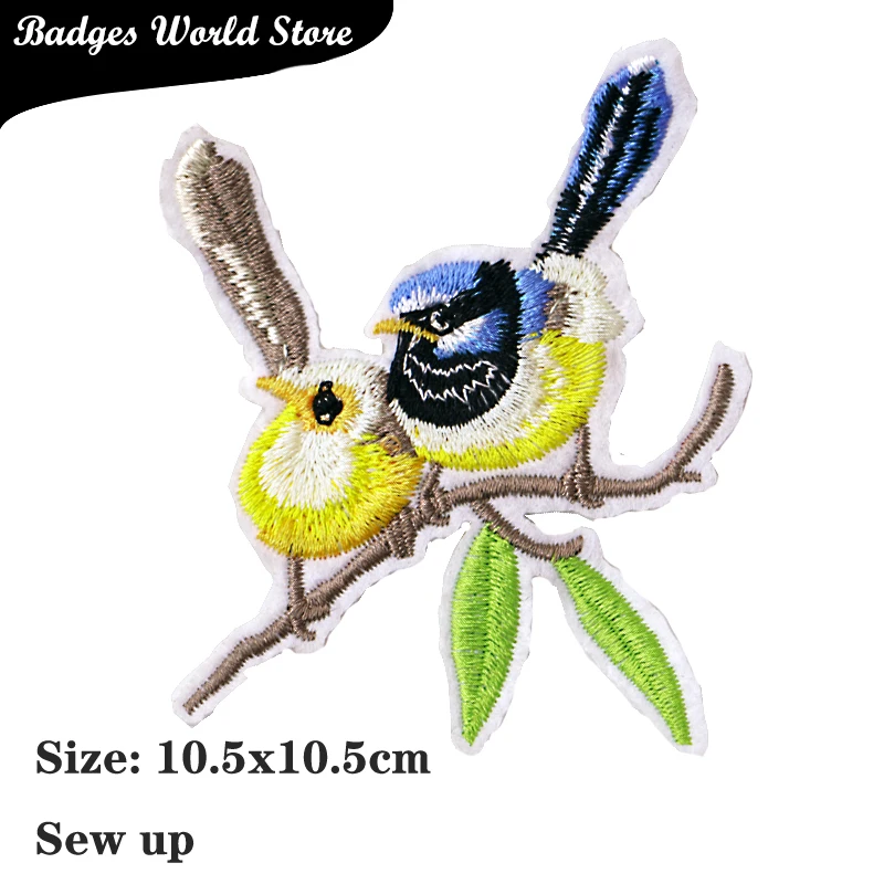 Flamingo Swallow Dragonfly Stork Cartoon icon Iron on Patches for Clothing DIY Stripes  Patchwork Stickers Custom Badges