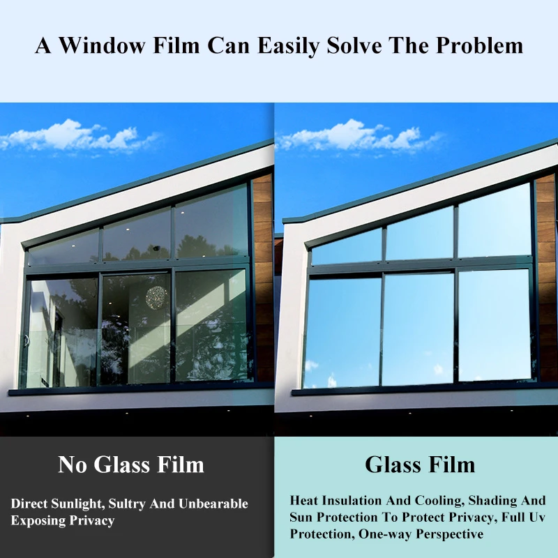 Privacy Window Film Sun Blocking Mirror Reflective Window Tint One Way Heat Control Vinyl Anti UV Glass Stickers For Home Office