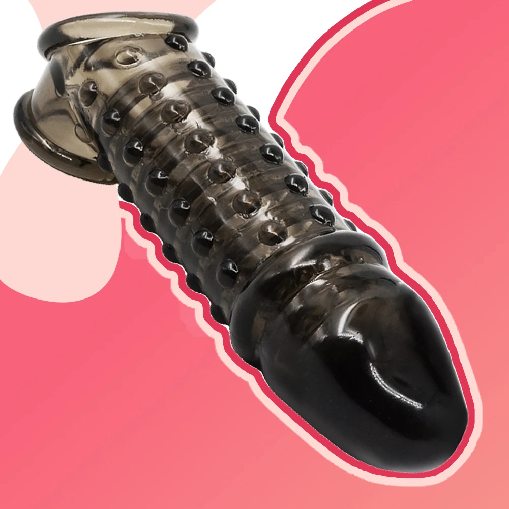 Soft Penis Ring Dildo Extender Condoms Male Cock Sleeves On Penis Reusable Enlarger Delayed Ejaculation Sex Toys For Men Couples