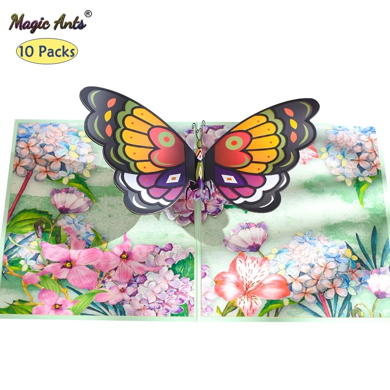 

10 Pack 3D Butterfly Birthday Cards for Kids Cute Cartoon Animal Pop-Up Greeting Gift Card Handmade