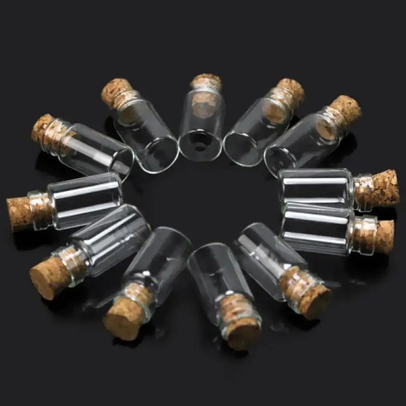 10/20/30pcs 0.5ml/1ml/2ml/5ml Clear Glass Jars Vial with Cork Stopper for Sample Perfume container wedding home Decoration Gifts