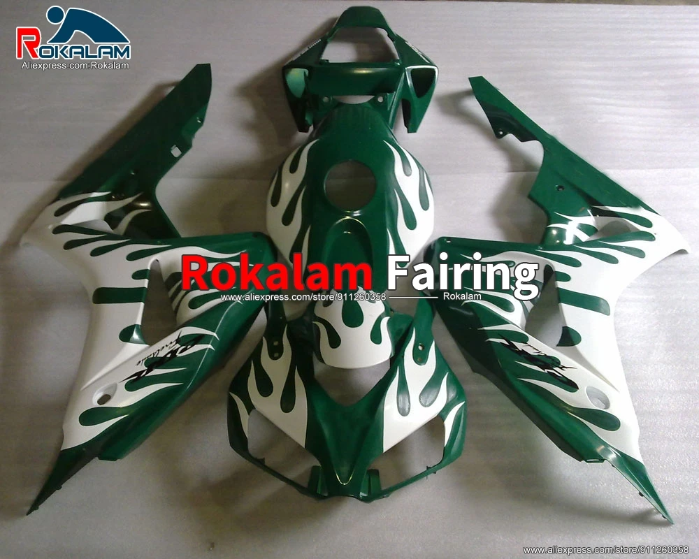 

Корпуса кузова для Honda CBR1000RR 2006 2007 CBR 1000RR 06 07 CBR1000 RR мотоцикла, обтекатель белого пламен-зеленого цвета (литье под давлением)