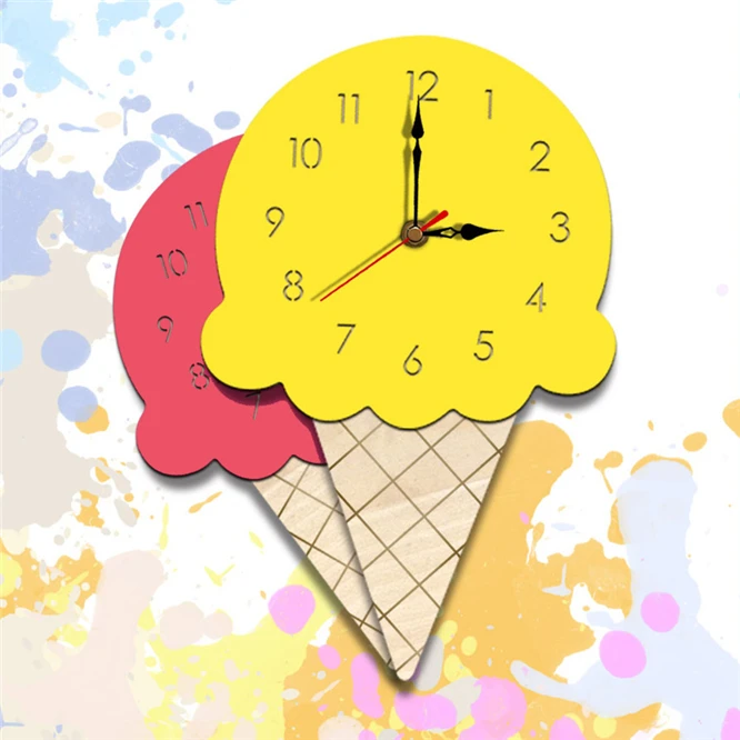 5pcs Ice cream Wall Clock Hanging Clocks Quiet Quartz Wall Clocks Modern Watches Acrylic Home Decor Modern Christmas Gift Kid