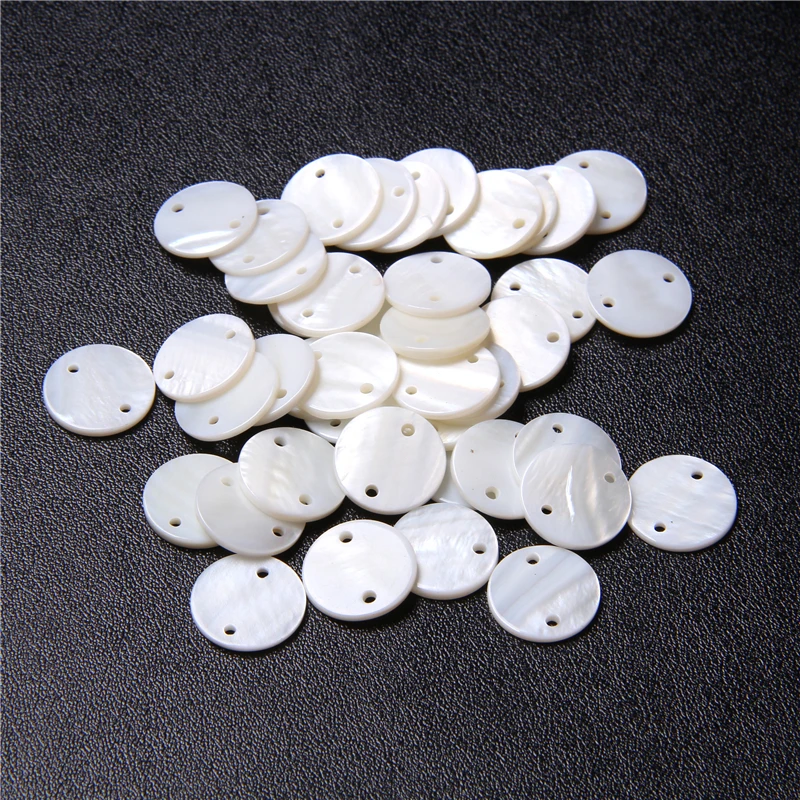 White Shell Connectors Natural Mother of Pearl Round Shell Beads Connector Flat Loose Bead for Jewelry Making Accessories DIY