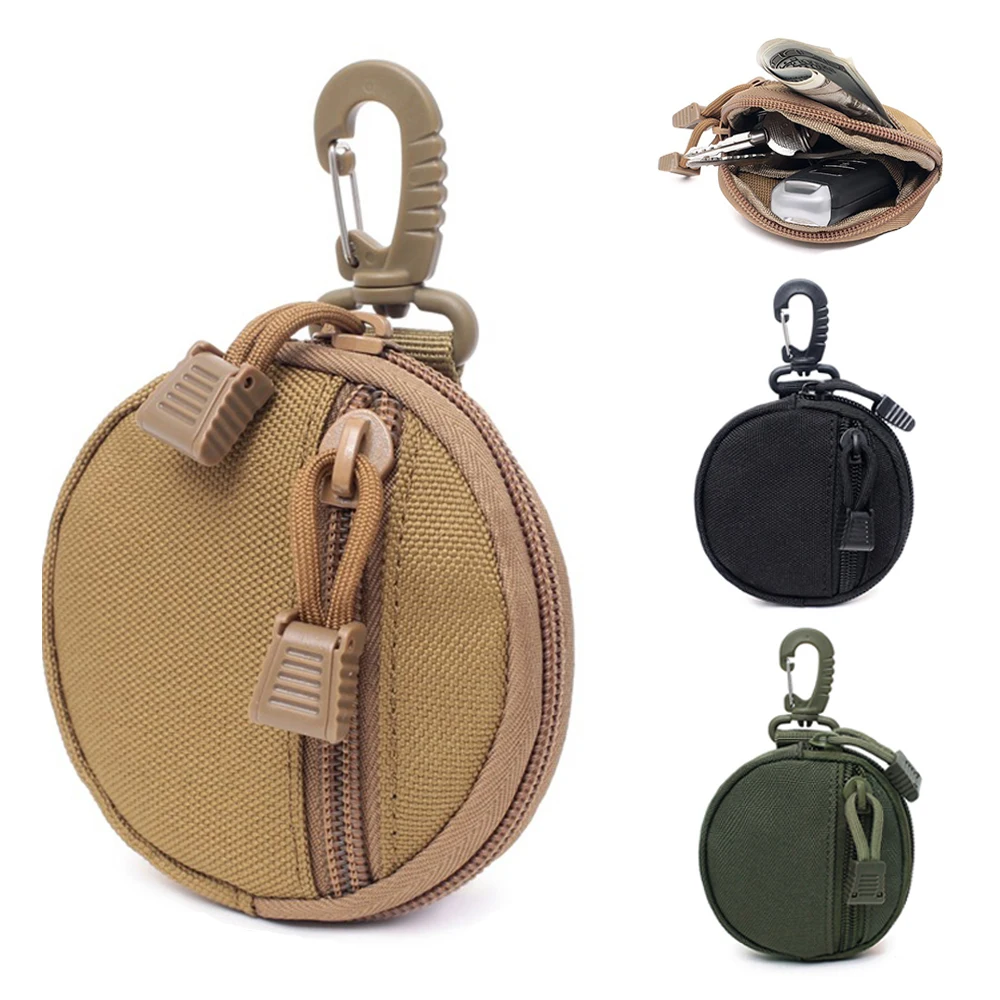 1000D Round Tactical Wallet Pouch Portable Coin Key Pocket For Hunt Waist With Clip Outdoor Accessories Bag EDC Purse