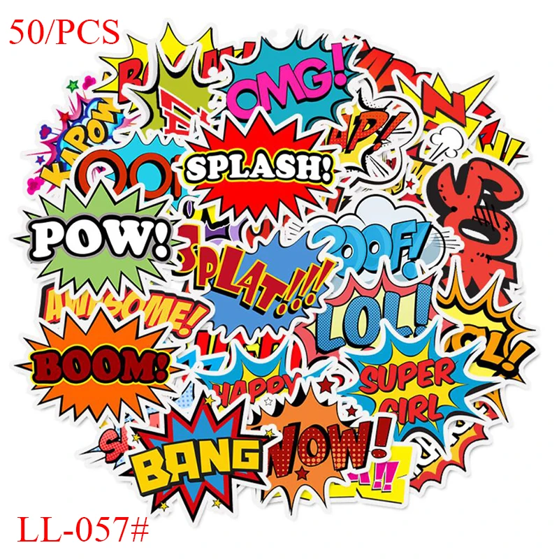 LL-057# 50/pcs English letter PVC sticker Personalized graffiti sticker Bike Phone Sliding Plate Graffiti Styling