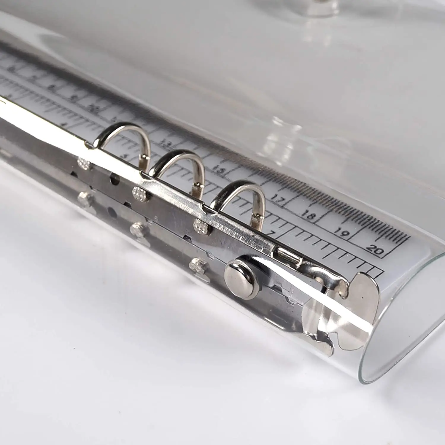 A5 /A6 Transparent 6 Ring Binder Cover Clean  Soft PVC for Refillable Notebook Shell with Snap Closure and 1 Ruler