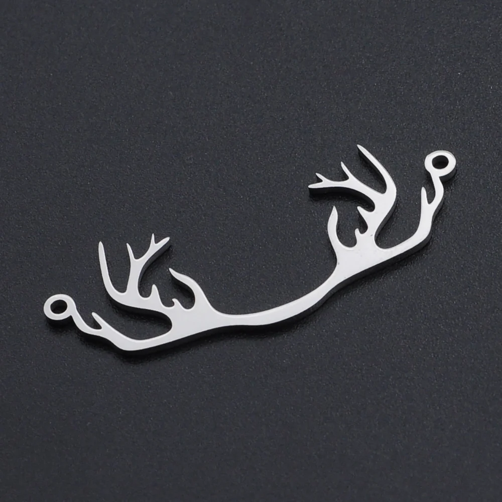 5pcs/lot 316 Stainless Steel  Antler Connector Pendants   Wholesale Top Quality Jewelry Making Charms