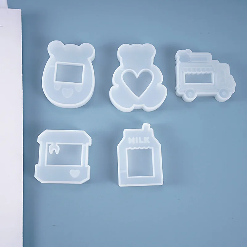 Kawaii Bear Shaker Charm Silicone Mold Cute Animal Mould Resin Jewellery keychain Making Shake Shake Decoden Cabochon DIY