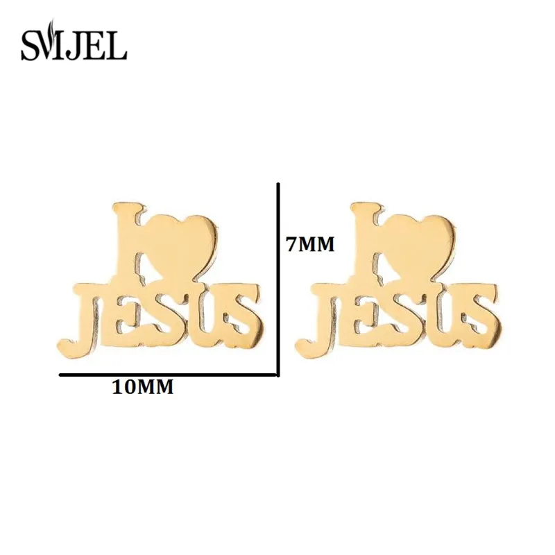 2025 Stainless Steel Jesus Cross Fashion Men Charm Earrings Metal Jewelry Christian Symbol Stud Earrings Loving Heart Accessory