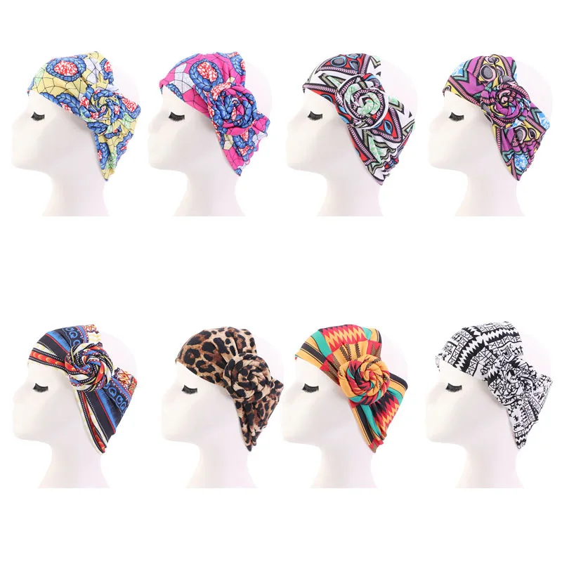 Hot Sell Women African Printed Turbans Headband head wear Tradition Turban Head Wraps Muslim Headscarf