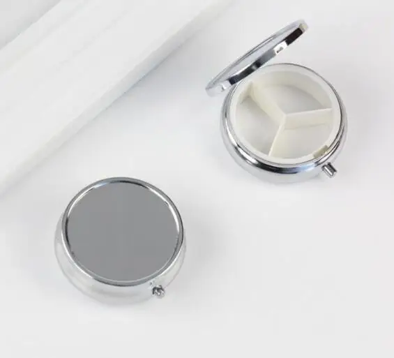 

Diameter 5cm DIY Medicine Metal Organizer Container Silver Color Pill Box Blank Box Wholesale